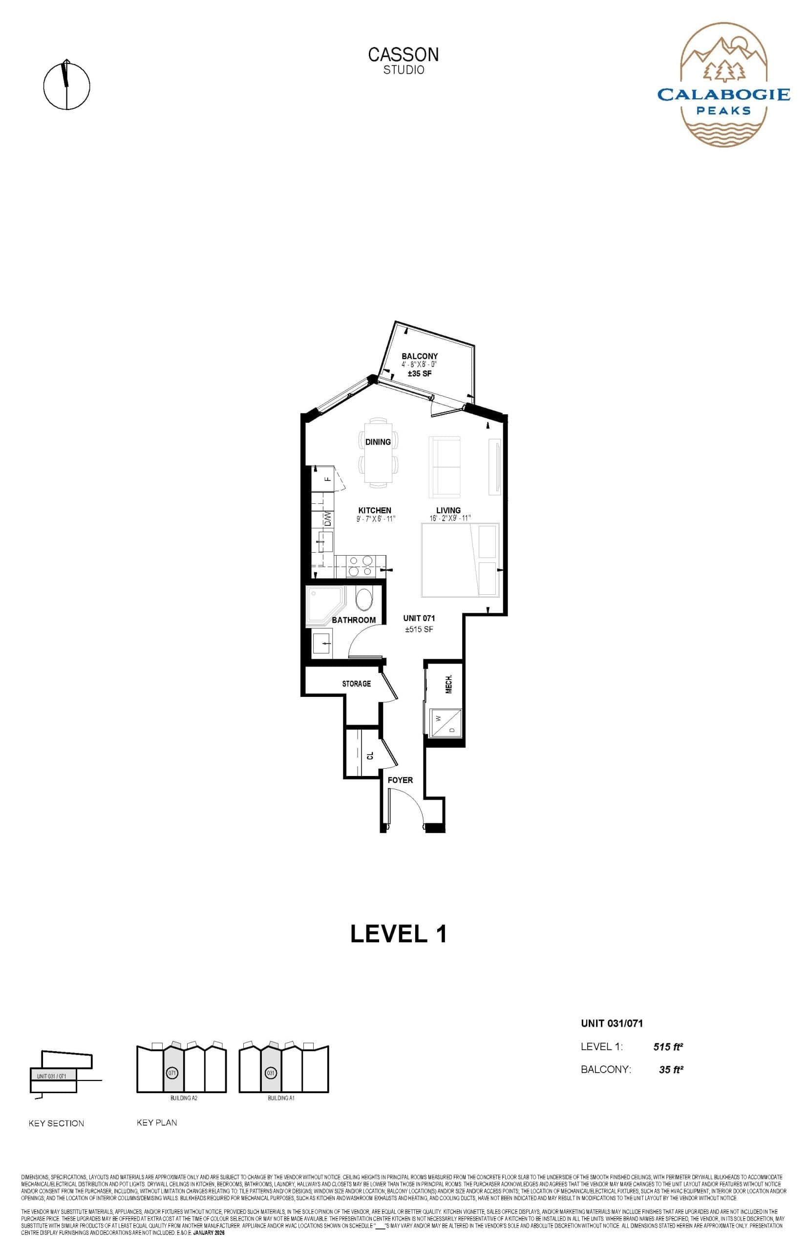 Casson Floor Plan at Calabogie Peaks Condos - 515 sq.ft