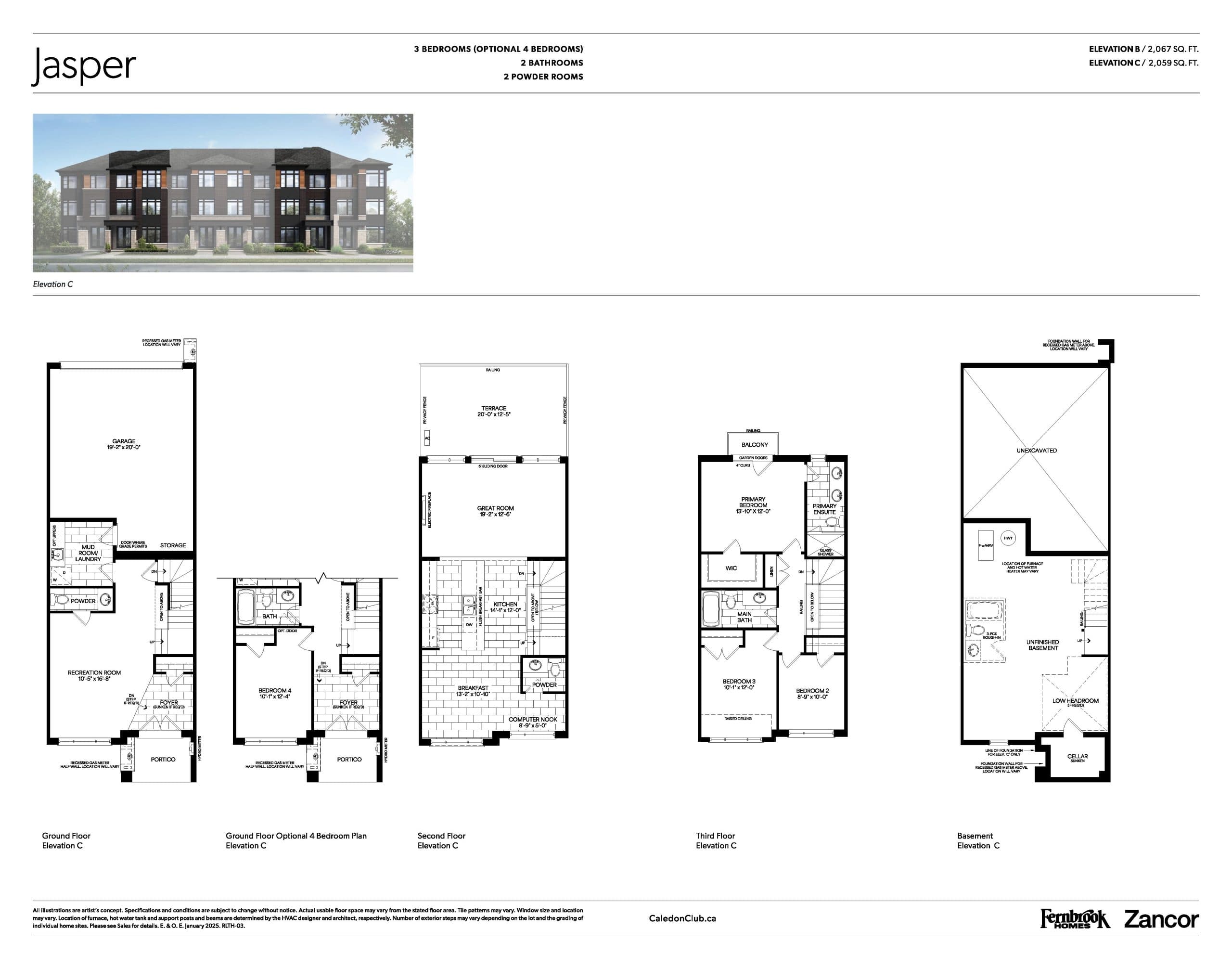 Jasper Floor Plan at Caledon Club Towns Phase 2 - 2059 sq.ft