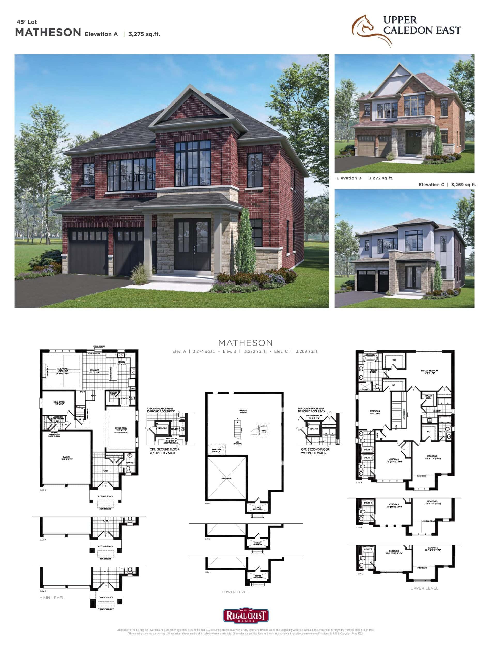 Matheson - Elev. A Floor Plan at Upper Caledon East by Regal Crest Homes - 3275 sq.ft
