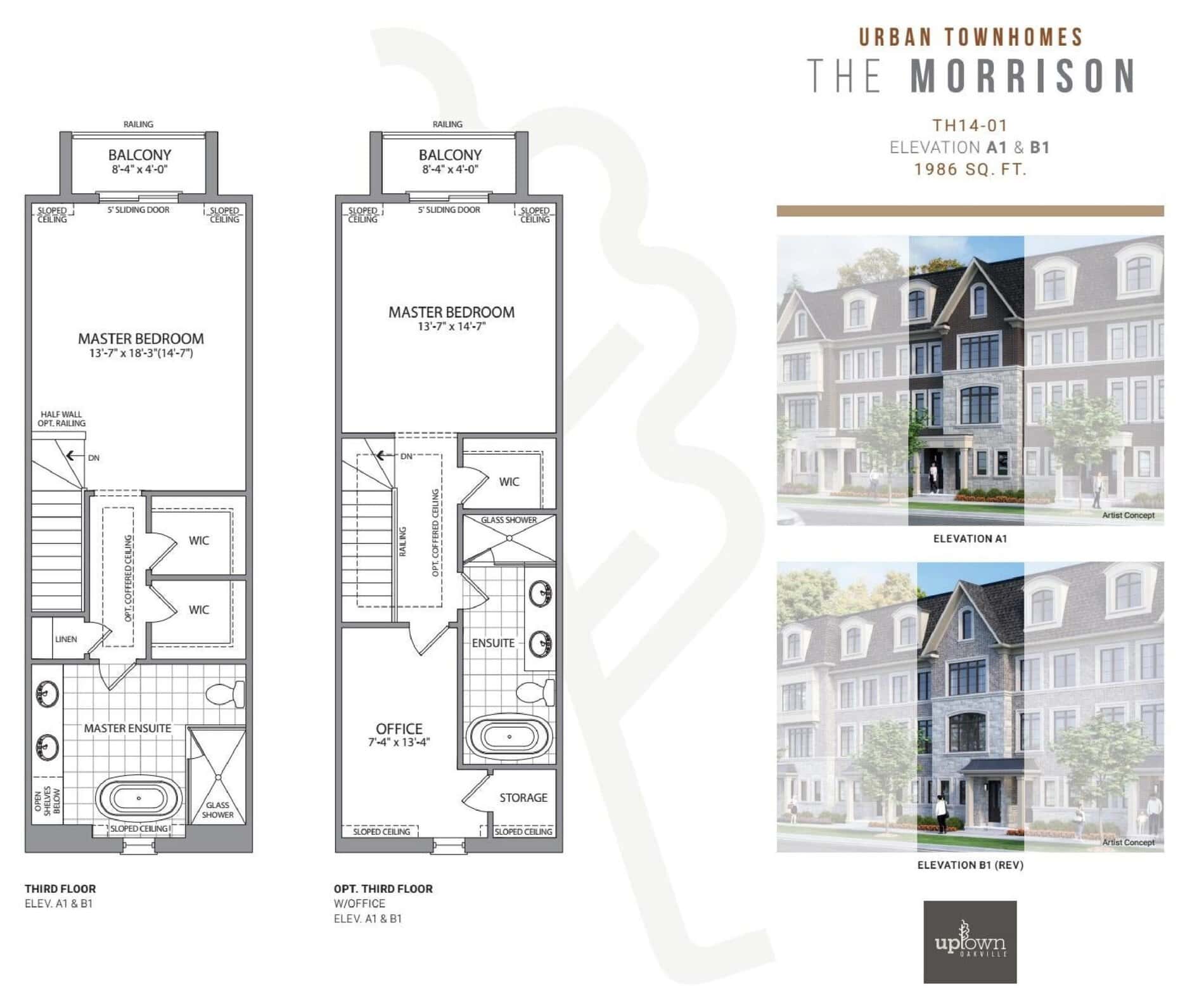The Morrison Floor Plan at Uptown Oakville Towns - 1986 sq.ft