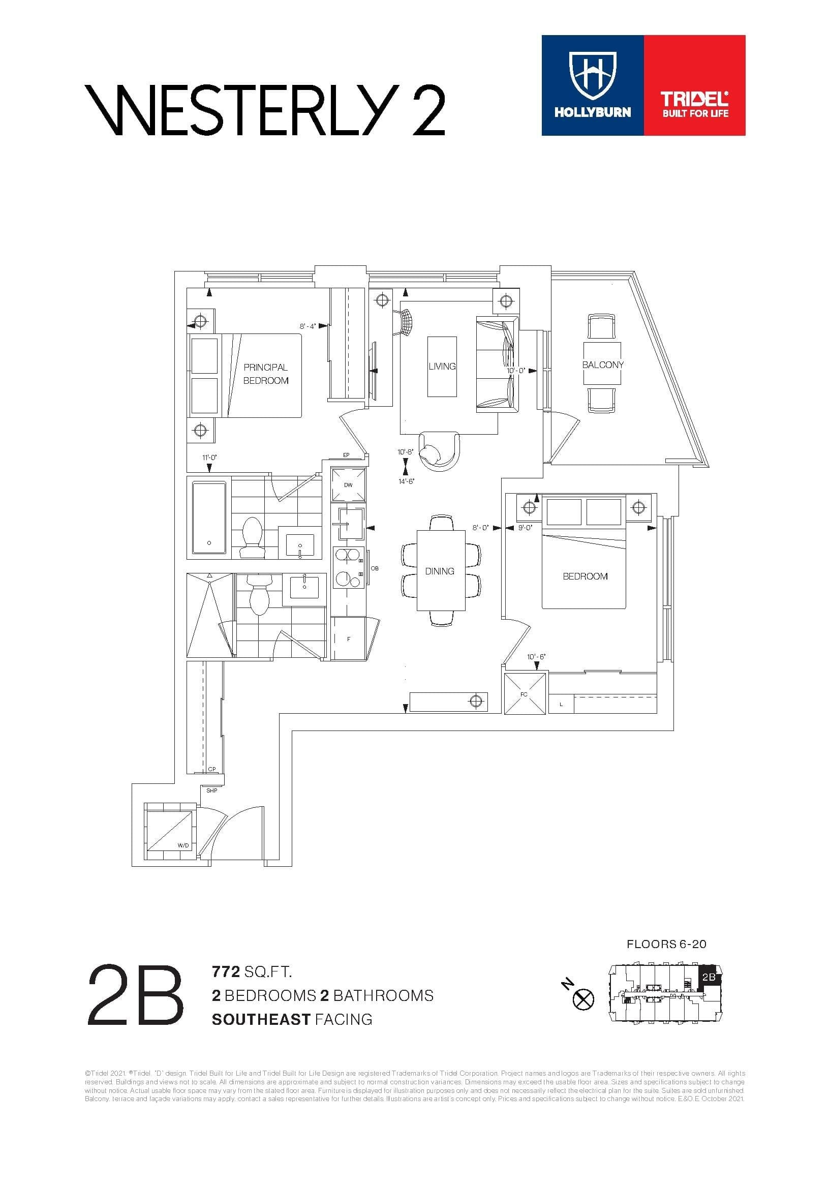 2B Floor Plan at Westerly 2 Condos - 772 sq.ft
