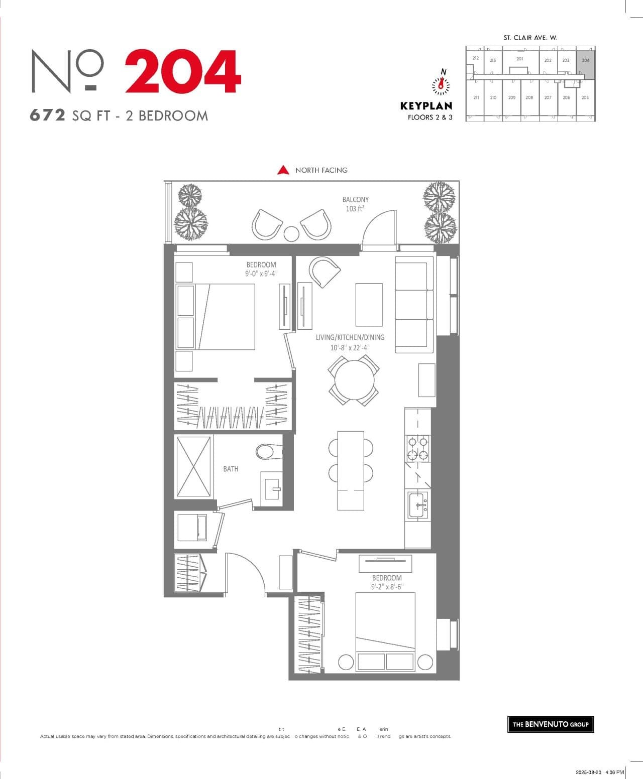 Suite 204 Floor Plan at Monza Condos - 672 sq.ft