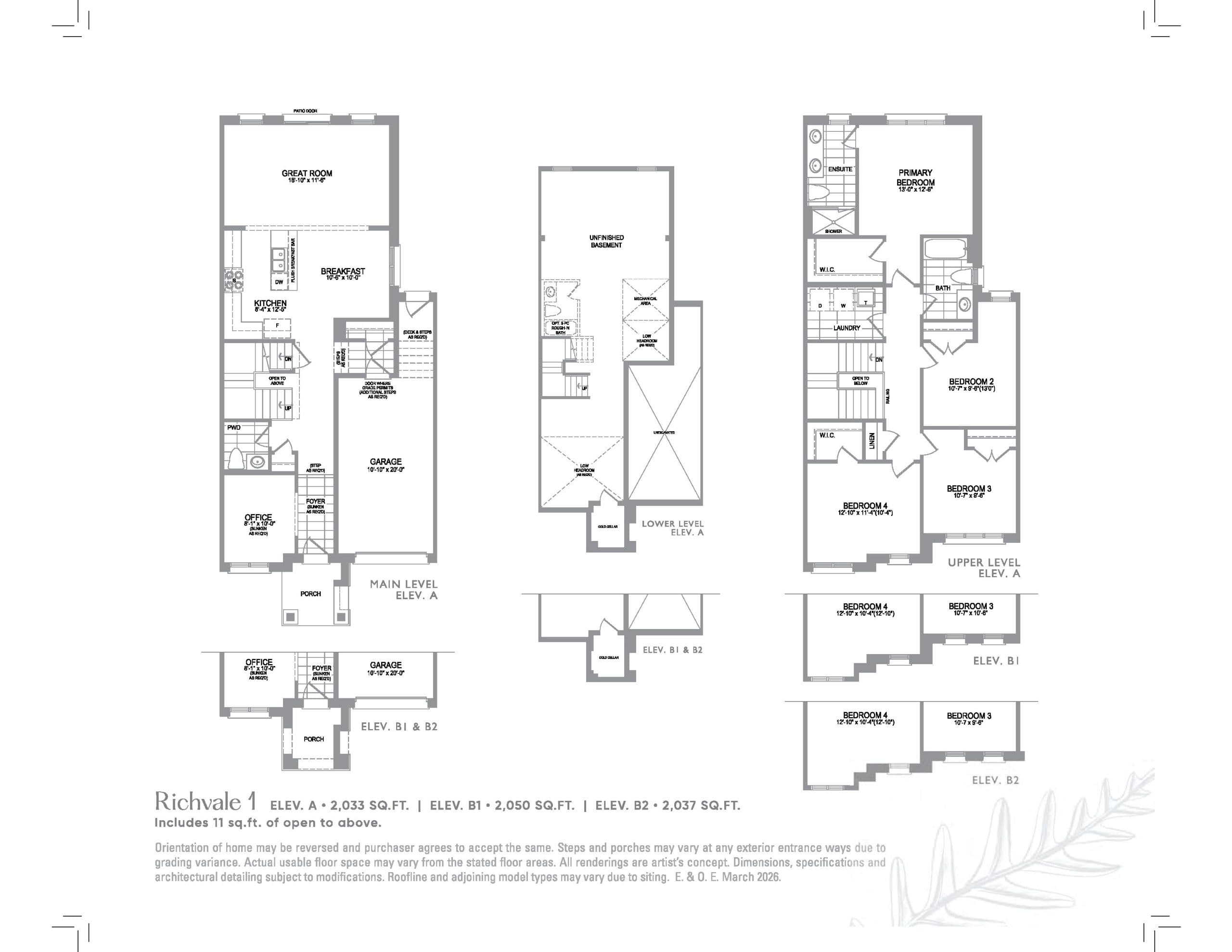 Richvale 1 Floor Plan at Red Oaks on Bayview by Trinity Point Developments - 2033 sq.ft
