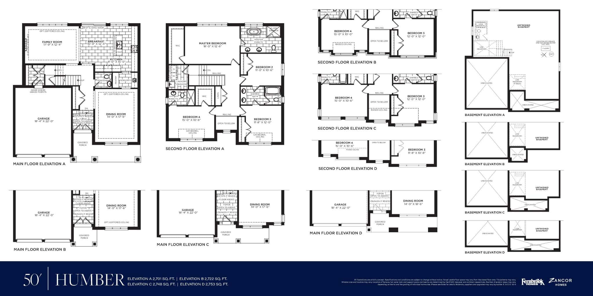 Humber Floor Plan at Southbay at River's Edge - 2701 sq.ft